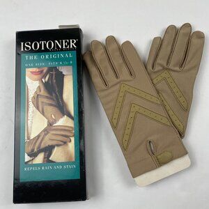 Isotoner The Original Gloves Women’s 6 1/2-8 Driving Camel Repels Rain/Stain